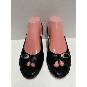 Beautifeel women size US 7.5-8 EU 38 leather black snake print slingback sandals